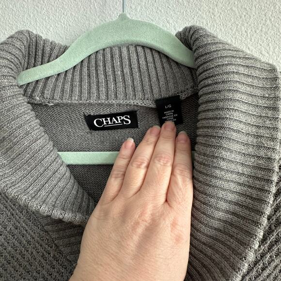 CHAPS Ralph Lauren Unisex Cardigan Sweater Grey Button Long Sleeve Cotton Sz L - Picture 5 of 11